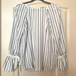 Striped, Elegant Business Casual Blouse